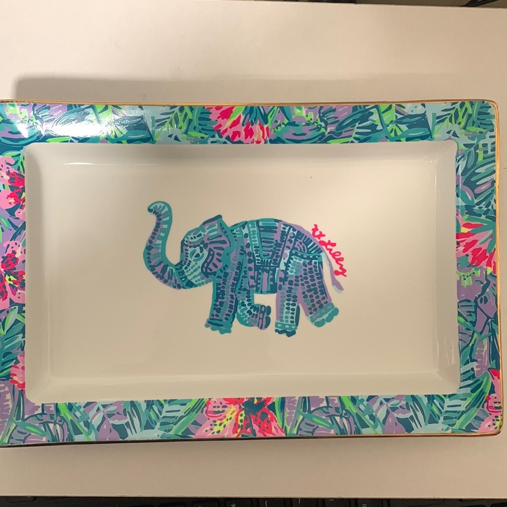 Lilly Pulitzer elephant trinket ceramic tray